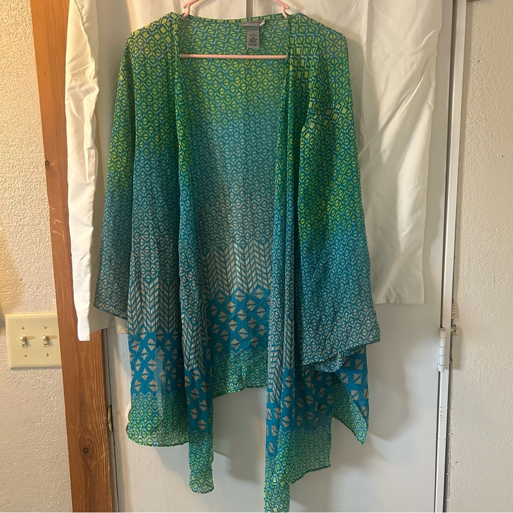 Catherines Vibrant Blue and Green Kimono